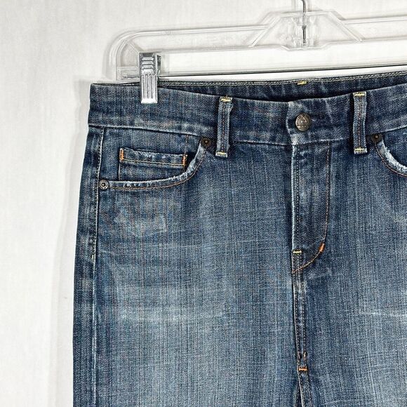 Citizens of Humanity Size 27 Denim Skirt Sophia Knee Length Y2K Front Slit‎ 618 - Picture 5 of 13